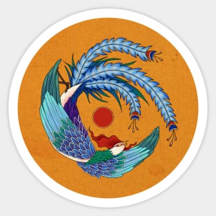 Minhwa: Asian Phoenix F Type (Korean traditional/folk art) Sticker